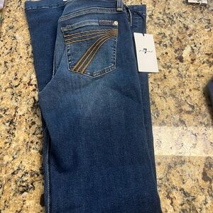7 For All Mankind Blue Straight Leg Jeans